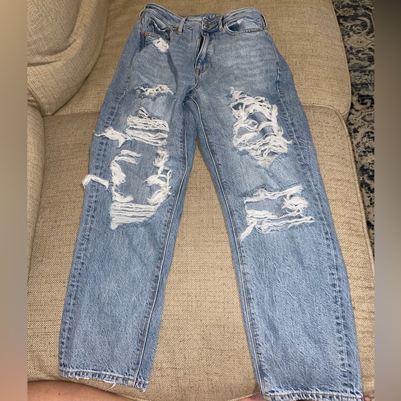 American Eagle Outfitters Denim - American Eagle Outfitters Light Blue extreme Distressed Jeans